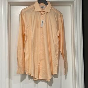 NEW Calvin Klein Mens Slim Fit Soft Essentials Orange Dress Shirt - 16 / L